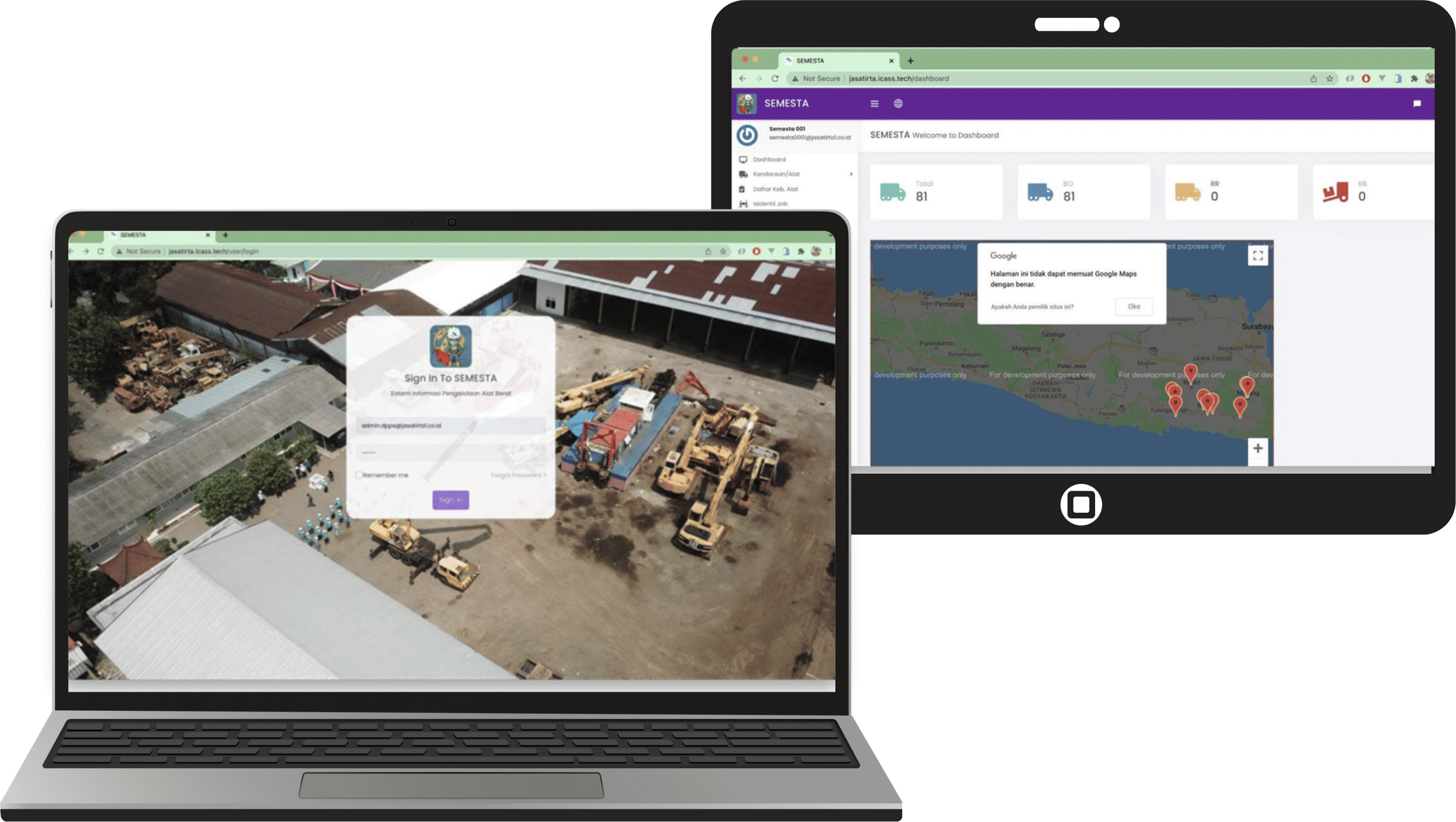 Heavy Equipment Management Website